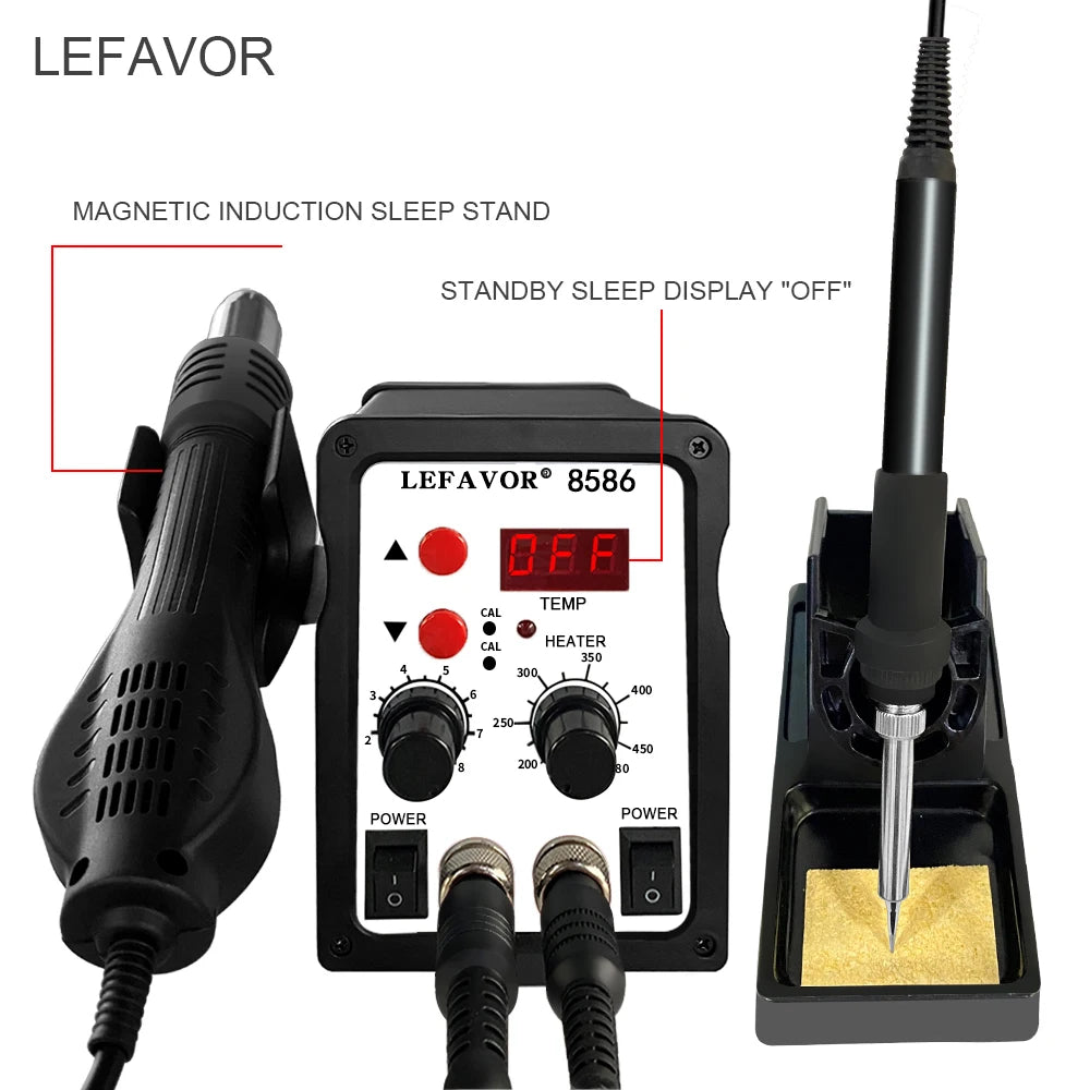 8586 Soldering Station 1 Digital ESD Air Blower Heat Gun Welding Qme