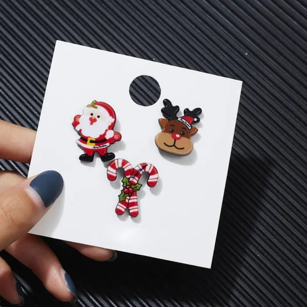 3pcs/set Merry Christmas Custom Brooches Christmas Socks Christmas Tree Elk Enamel Badge Brooch Women Fashion Party Jewelry Gift Qme style 5