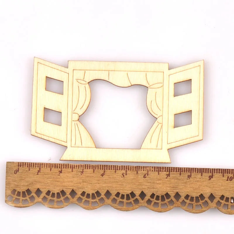 60-80mm Hollow Window Pattern Wood Slices DIY Crafts Scrapbook For Wooden Home Decoration Handicrafts Ornaments 4Pcs m2560 Qme