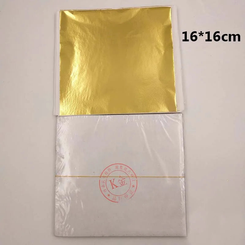 100Pcs Gold Silver Copper Imitation Gold Foil Paper Gilding DIY Craft Art Home Decoration Nail Handmade Supplies 14/16cm c2870 Qme gold 16x16cm