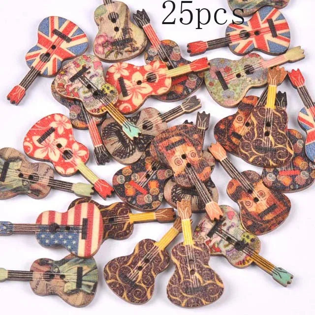 36 styles Cartoon Painting Wooden Buttons for Crafts Scrapbooking Sewing Clothes Button DIY Kid Apparel Supplies 15-35mm Qme m1893-11 25pcs