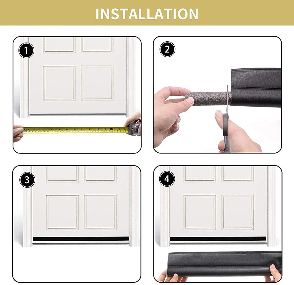 94cm Door Bottom Sealing Strip Self-adhesive Weatherstrip Under Door Draft Stopper Windproof Dust-Proof PU Seal Acoustic Foam Qme