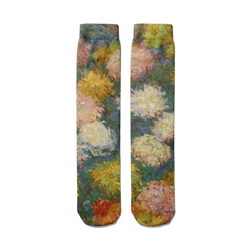 Van Gogh Mural World Famous Painting Sunflower Socks Men Novelty Qme style24