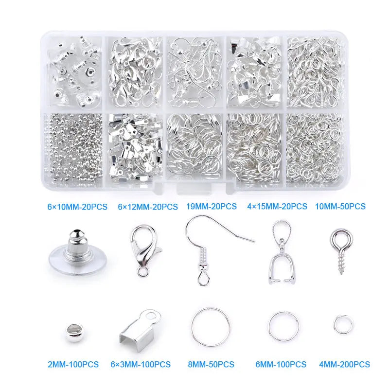 Jewelry Findings Tools Set Alloy Accessories Earring Hooks Clip Buckle Lobster Clasp Open Jump Ring Jewelry Making Supplies Kit Qme 01