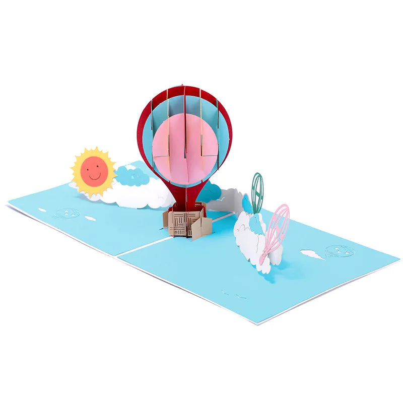 Hot Air Balloon 3D Pop-Up Valentine's Day Greeting Cards Birthday Wishes Creative Wedding Anniversary Gifts With Envelopes c2812 Qme