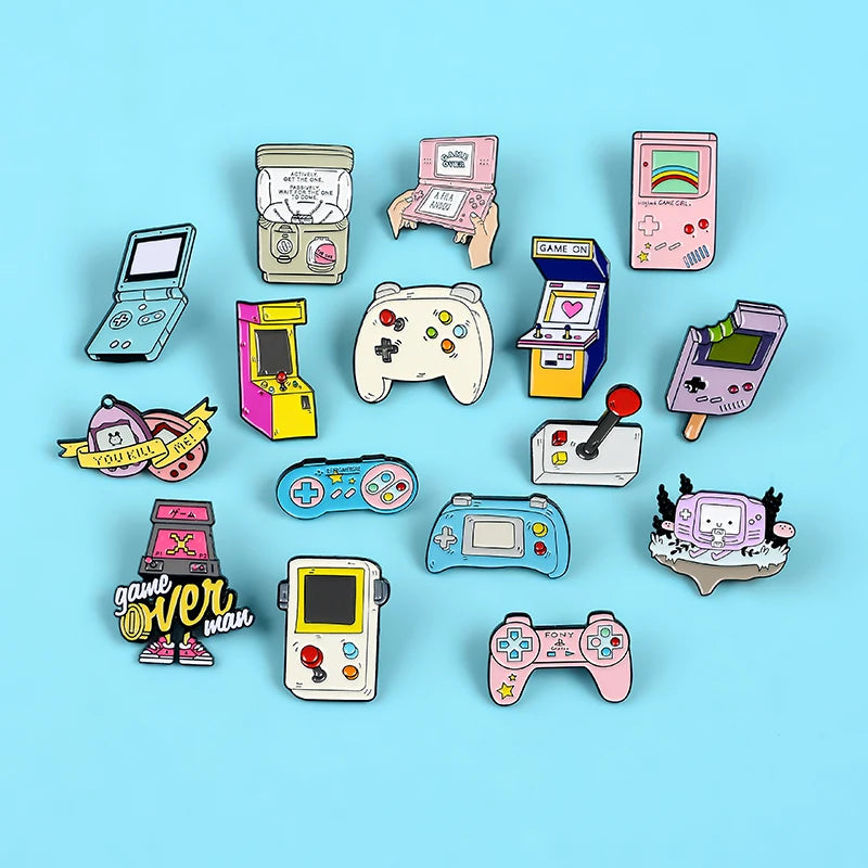 Fun Retro Arcade Game Enamel Pins Collections Cartoon 90s Gamepad Jewelry Brooch Denim Shirt Collar Badge Bag Lapel Friends Gift Qme