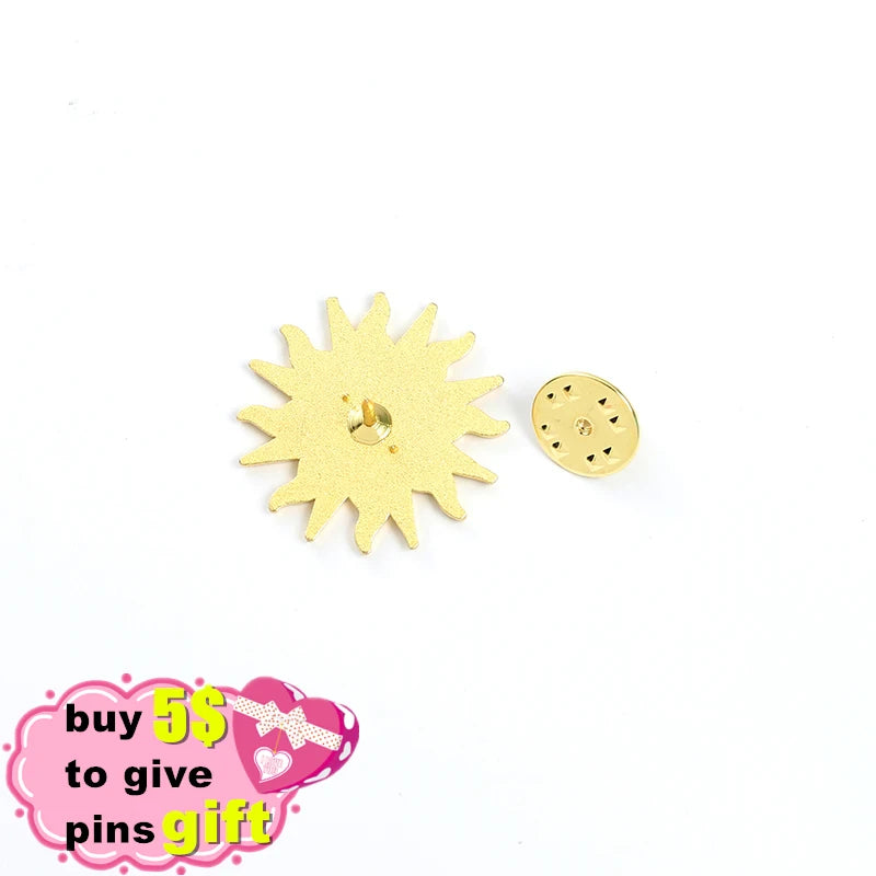 Cartoon Clock Coffee Sun Dinosaur Brooch Metal Alloy Fashion Jewelry Lapel Enamel Pins Badge Accessories Wholesale Drop Shipping Qme