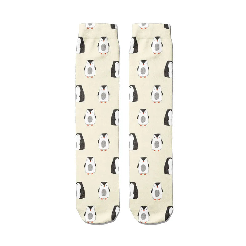3D Cartoon Penguin Socks Women Funny Kawaii Cotton Long Casual Dress Qme style1 One Size China Mainland