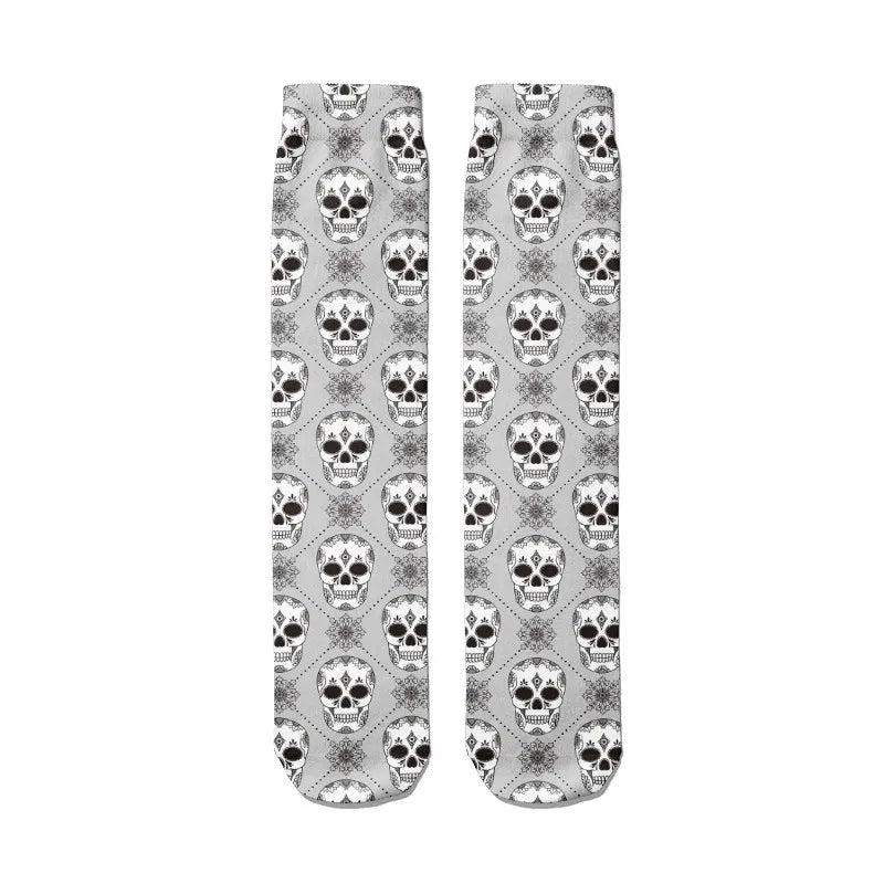 Funny Harajuku Cartoon Skull Socks Cotton Men Women's Colorful Sports Qme style1 One Size China Mainland