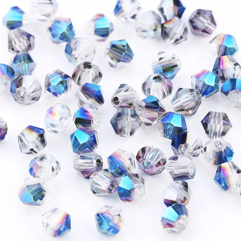4mm Shiny AB color Crystal Bicone Beads Glass Jewelry Beads Loose Spacer Beads earring bracelet making Jewelry Accessories DIY Qme