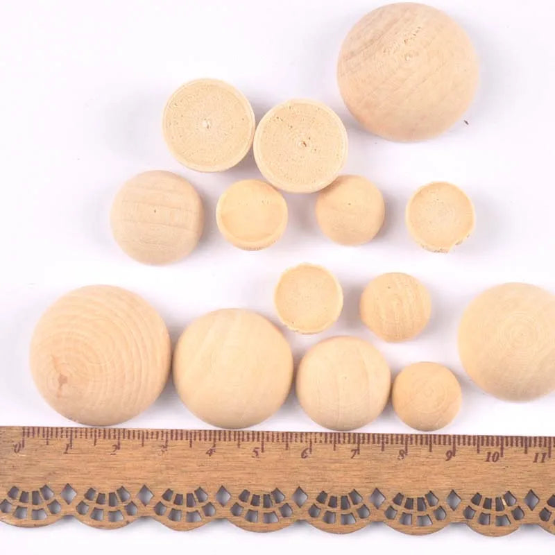 15/20/25/30mm Natural Wood Half-faced Ball Wooden Spacer Beads Craft Supplies For DIY Jewelry Making Scrapbook Accessories m2243 Qme