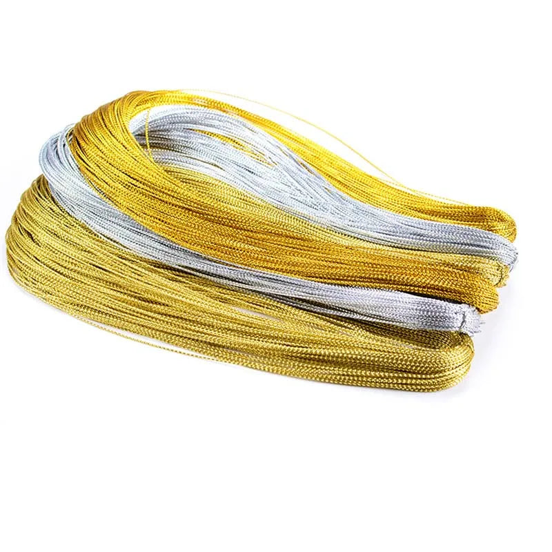 1mm 20m Gold Silver Gift Wrapping Thread Labels Mark Lanyard DIY Tag Line Bracelet Card Rope String Metallic Jewelry Thread Cord Qme