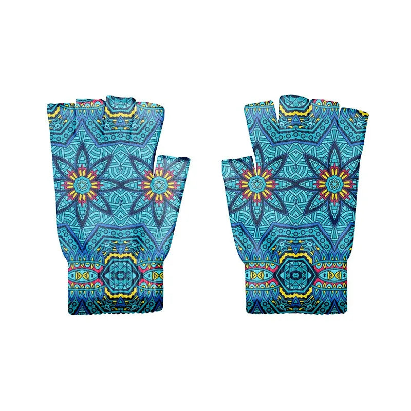Stylish Simple Mandala Gloves Half Finger Sports Fingerless Knitted Qme style2 One Size China Mainland