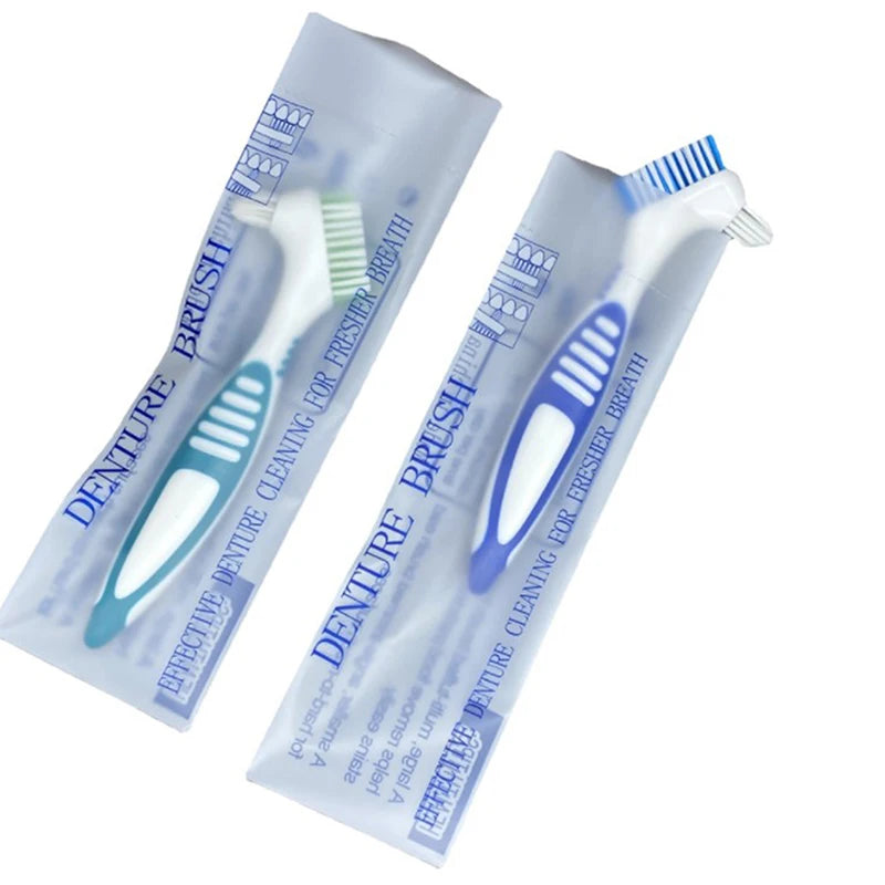 Denture Cleaning Brush Bristles Ergonomic Rubber Handle Multi-layered Qme