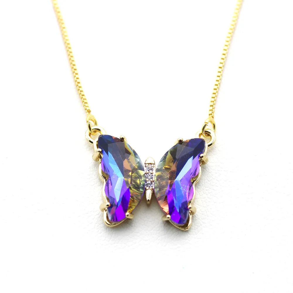 New AA Cubic Zircon Elegant Limited Jewelry Crystal Butterfly Double Sided Necklace Ladies Simple Style Jewelry Gift Qme 9