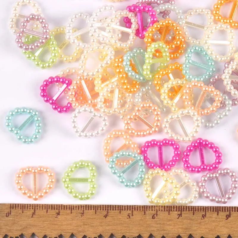 100Pcs Heart/Oval beads plastic Buckles sewing accessories Buckles for Hair DIY Jewelry Wedding Card Ribbon Decorative c2474 Qme 16x17mm-2