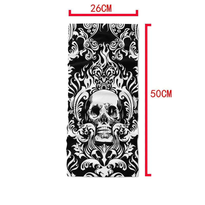 Cool 3D Skull Faces Scarf Women Turban Magic Scarves Outdoor Anti-UV Qme