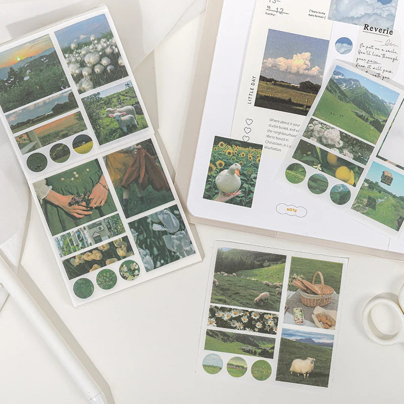 50sheets 50 Patterns Washi Paper Ins Stickers Book Aesthetic Scenery Sticker for Scrapbooking Journals Album Diary DIY Paers Qme