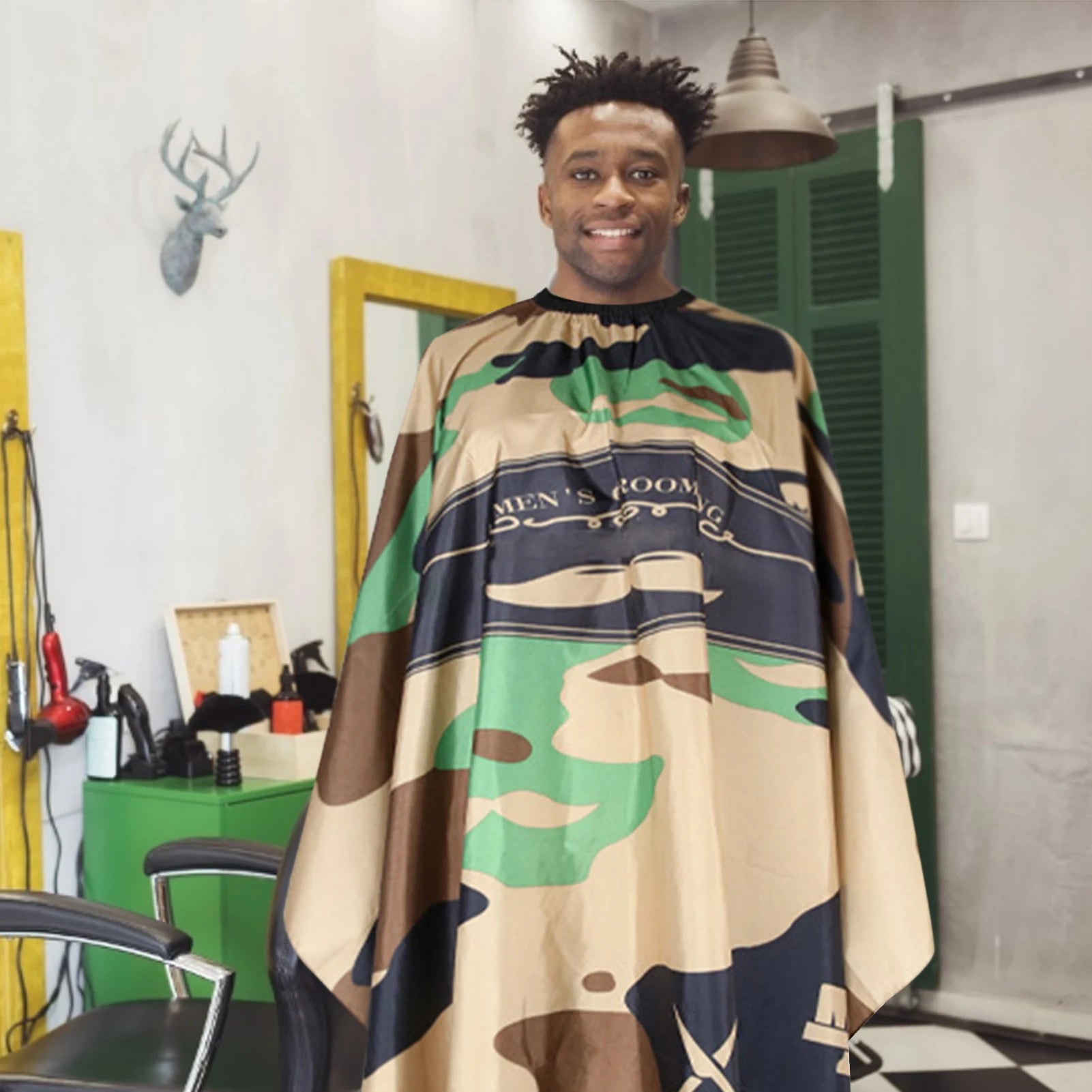 Hairdressing Cloth Camouflage Pattern Apron Haircut Cape Waterproof Hair Cutting Gown Barber Cape Hairdresser Cape Gown Cloth Qme