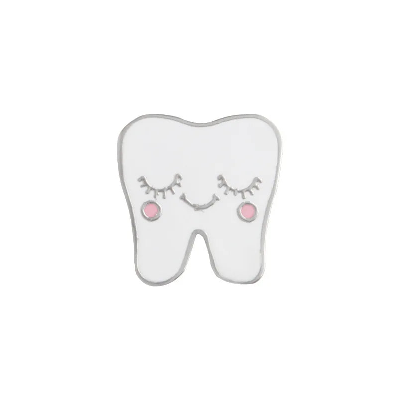 White Cartoon Smile Teeth Custom Enamel Brooche Cute Funny Medical Jewelry Accessories Kids Gifts Knapsack T-shirt Pin Wholesale Qme style