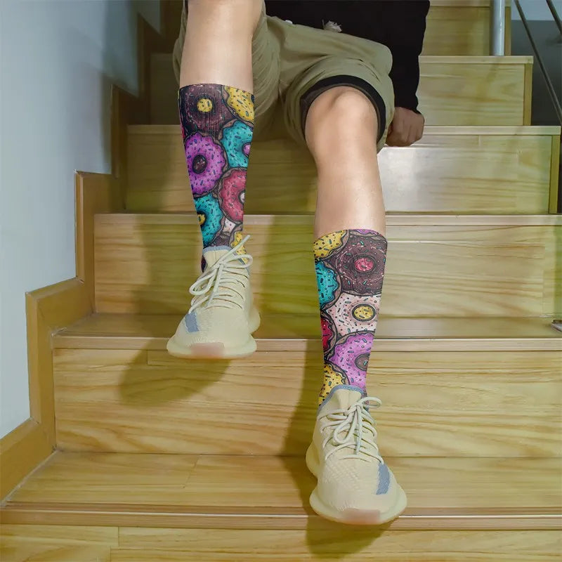 Women Happy Funny Socks 3D Print Abstract Art Cute Graffiti Candy Qme