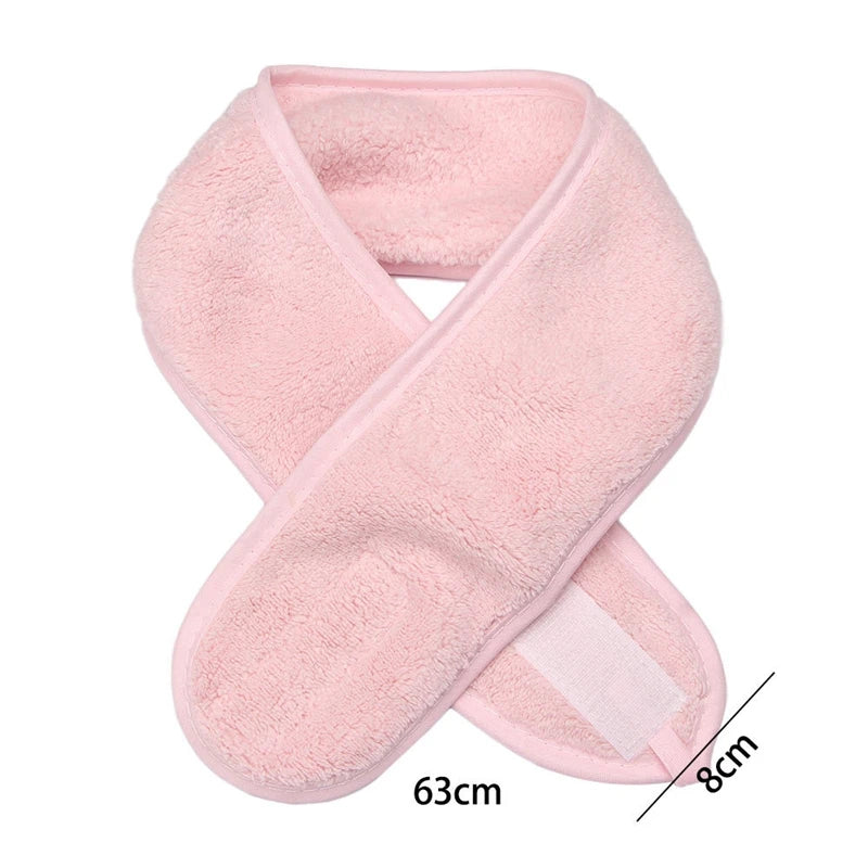 Women Girl Soft Toweling Adjustable Coral Fleece Hairband Makeup Bath Qme