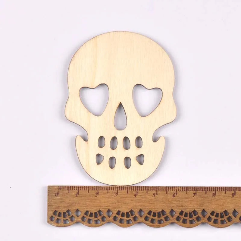 Mixed Natural Wooden Halloween Pendant Wood Slices DIY Crafts Hanging Handmade Accessory Home Party Decor 60-100mm 10Pcs M2708 Qme 9