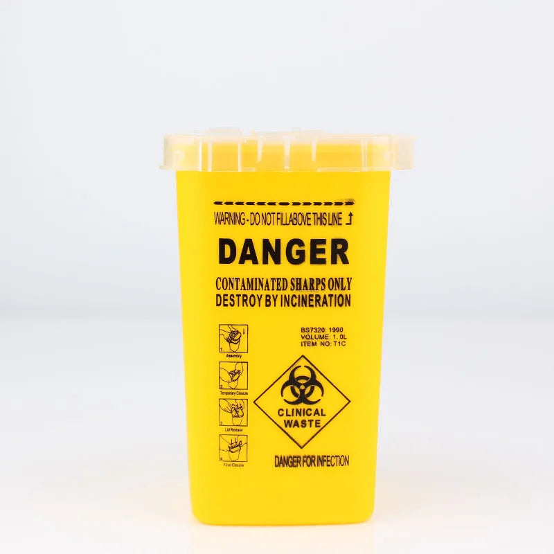 One 1L Capacity Sharps Container Medical Needles Bin Biohazard Tattoo Piercing Disposal Collect Box Tattoo Artist Waste Box Qme YELLOW