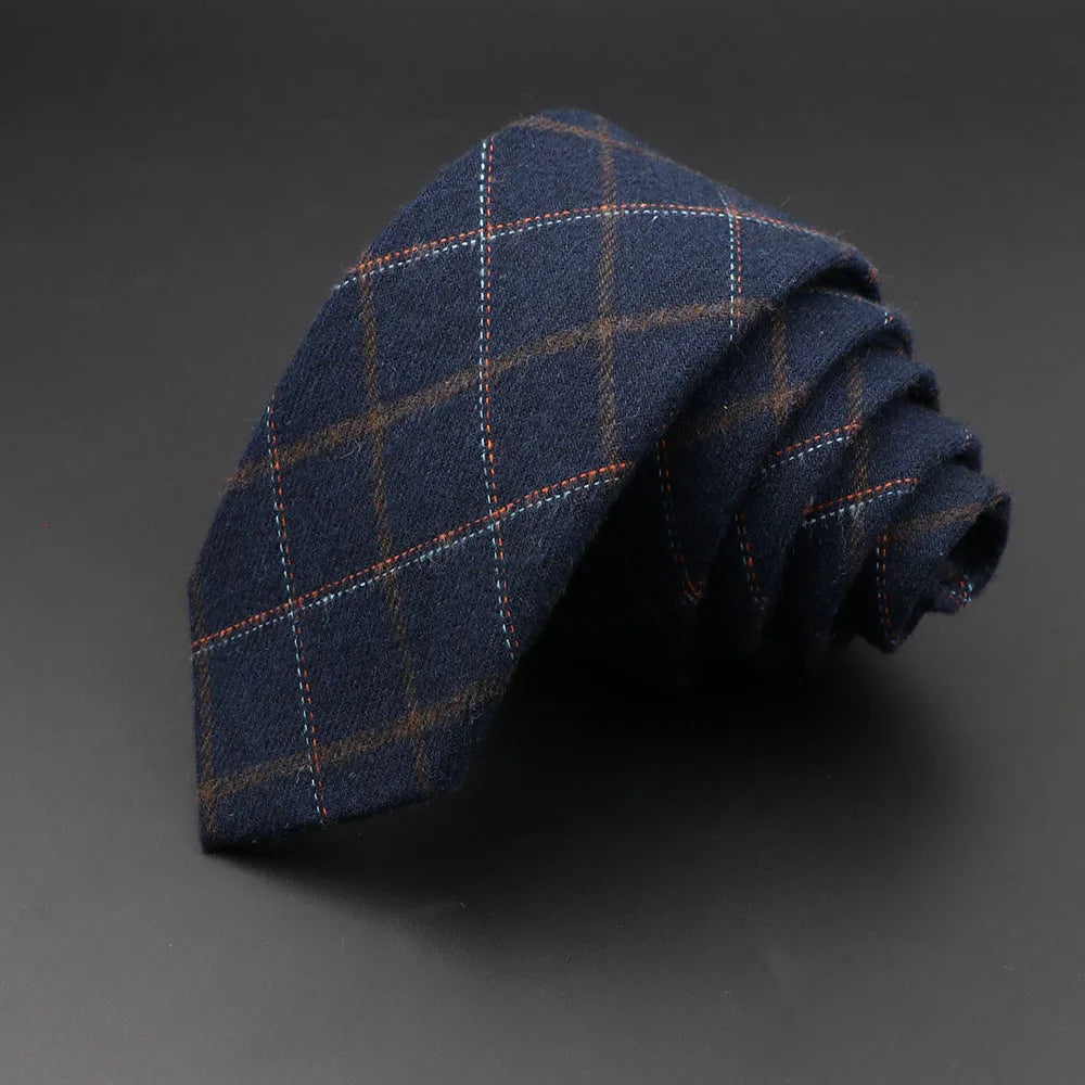 Mens Ties Classic Cotton Handmade Skinny Grey Plaid Neckties Striped Qme 19