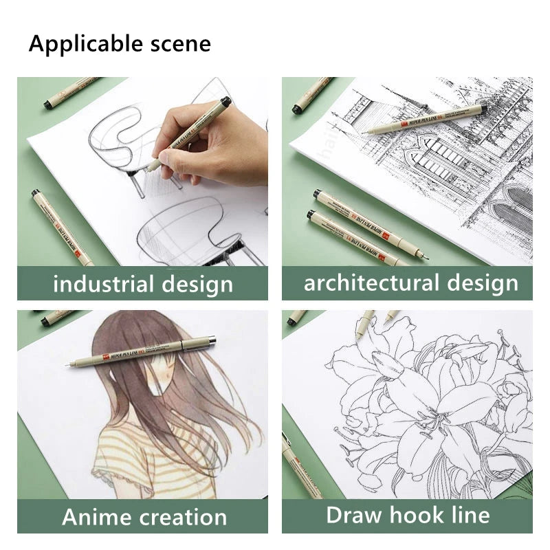 1/2/3pcs Pigma Micron Pen 003 005 01 02 03 04 05 08 1.0 2 3 Brush Art Sketch Marker Pen For Manga Soft Fineliner Drawing Qme