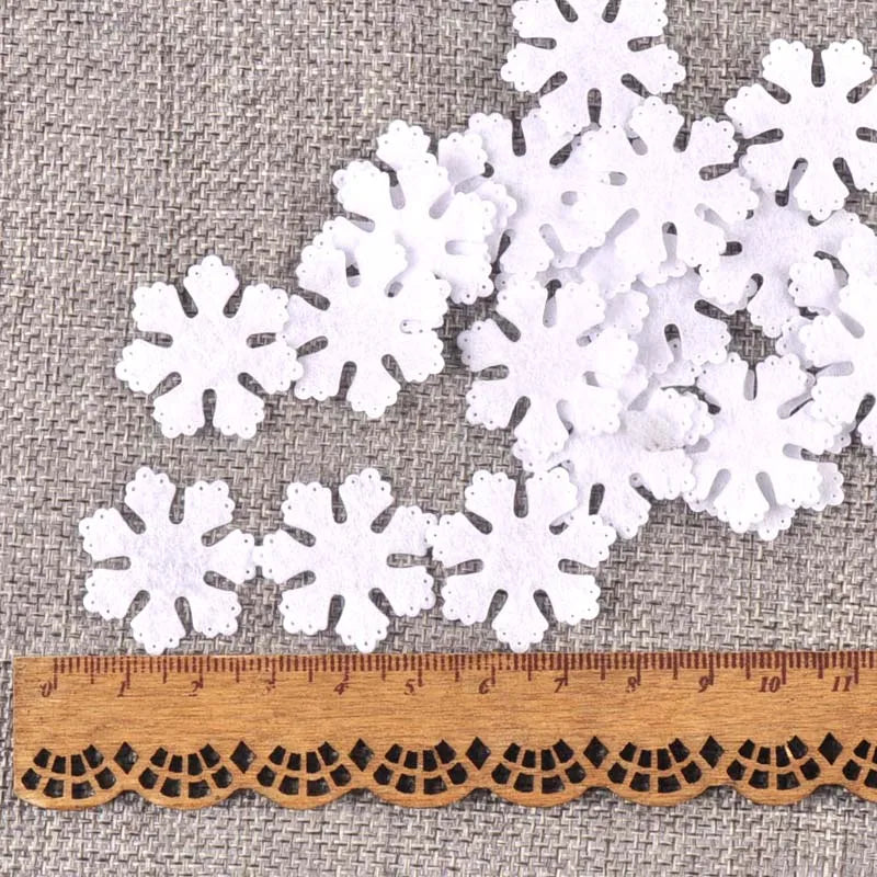 100Pcs/lot Mix Applique Polyester Felt Artificial Snowflake Patch Sticker Non-woven Patches For DIY Crafts Christmas Decoration Qme