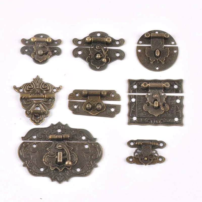 Vintage Brass Hardware Latch Hook Decorative Jewelry Box Hardware Wooden Boxes Furniture Buckle Clasp Lock Wood Case Hasp c2264 Qme