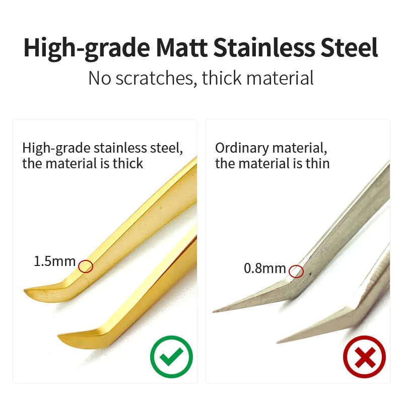 NATUHANA Professional Eyelash Tweezers High-grade Matt Stainless Qme