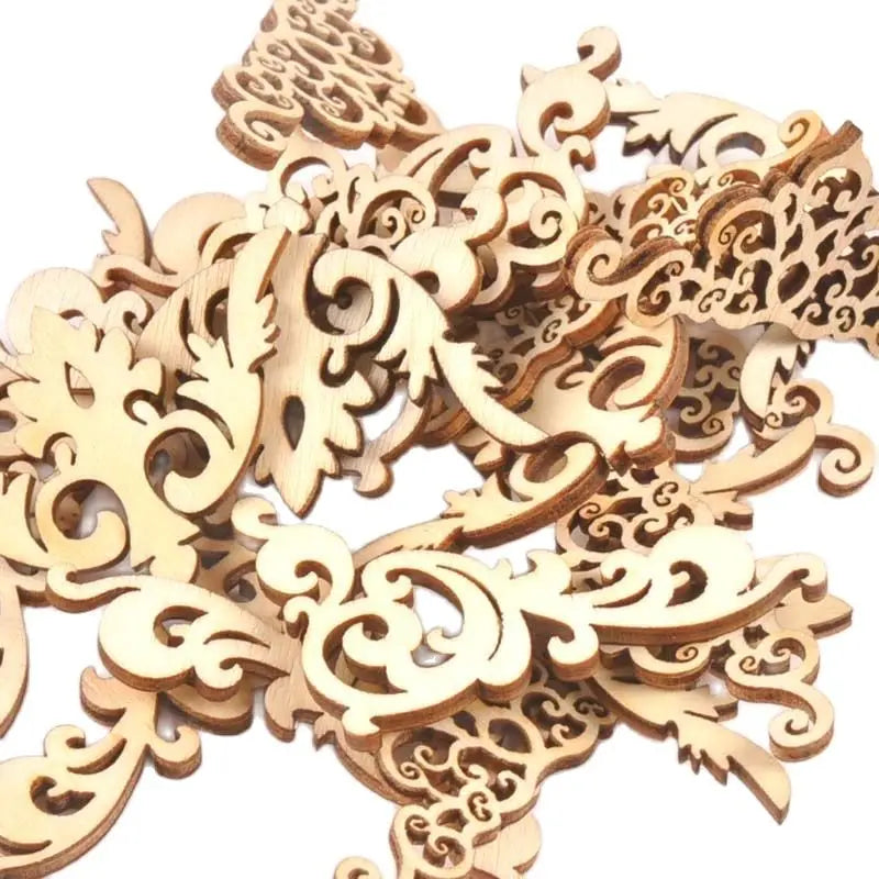 20Pcs 5cm Natural Wood Crafts Scrapbook DIY Book Corner Flower Lace Pattern Wooden Ornaments Handmade Album Corners m1835 Qme