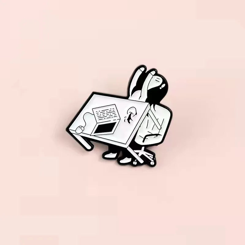 Girl Desk Pin Staff Custom Enamel Pins Funny Lapel Pins Clothes Cartoon Badge Backpack Hat Jewelry Friends Gift Custom Wholesale Qme