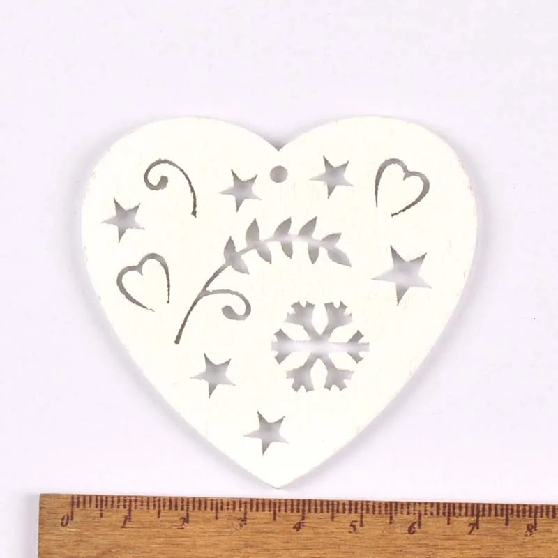 5pcs+1m hemp rope Christmas Tree Ornament Wooden Hanging Pendants White angels/stars/snowflakes Christmas Decorations for Home Qme 3