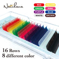 NATUHANA Lashes 16rows Mix Rainbow False Mink Eyelash Extension Faux Qme C 0.07mm 9mm