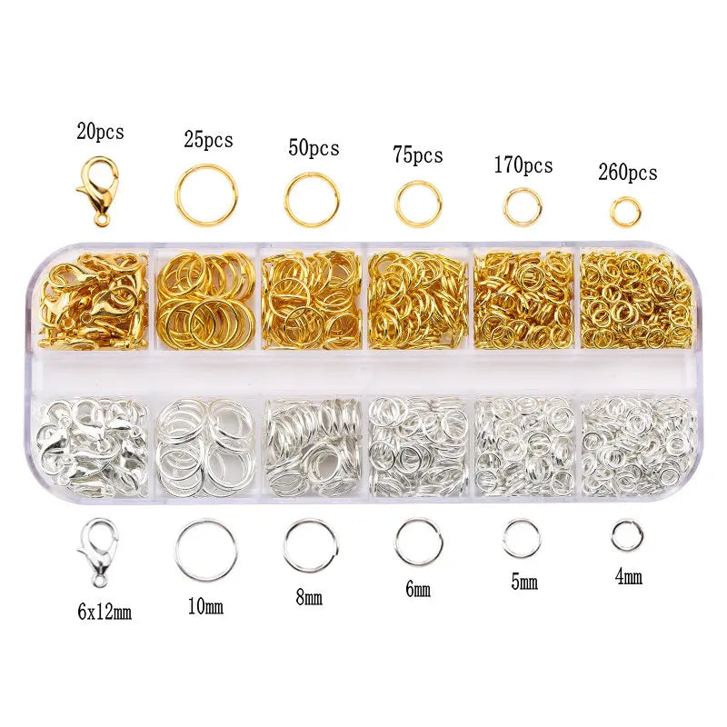 Jewelry Findings Set open jump rings Loose spacer beads Earring hooks Rubber Earring Backs for Jewelry Making DIY handicraft Qme 8