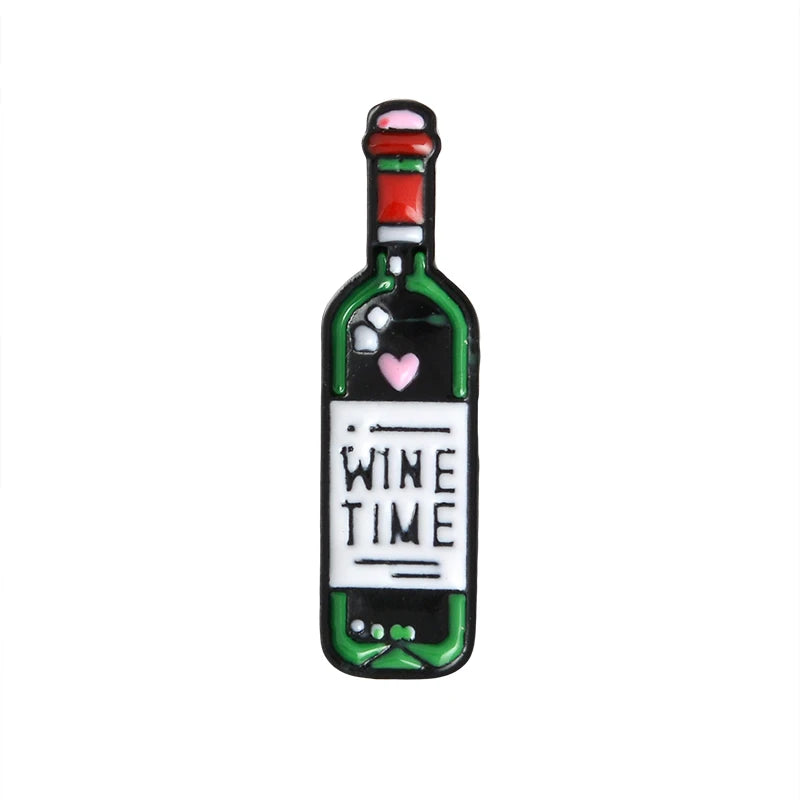 Bottle and Wine Custom Pin Lapel Pin Enamel Pins Badges Brooches for Men Women Unisex Food Jewelry Gift for Wine Lover Wholesale Qme Red wine
