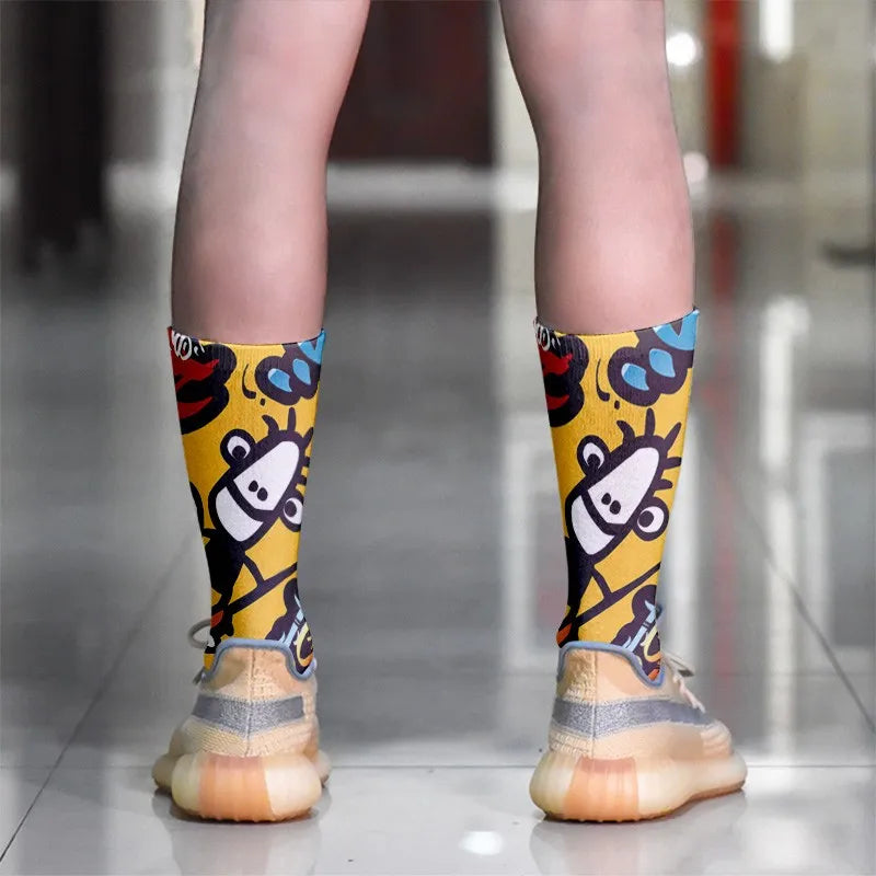 1 Pairs Harajuku Funny Happy Kawaii Hip Hop Women Socks Casual Qme