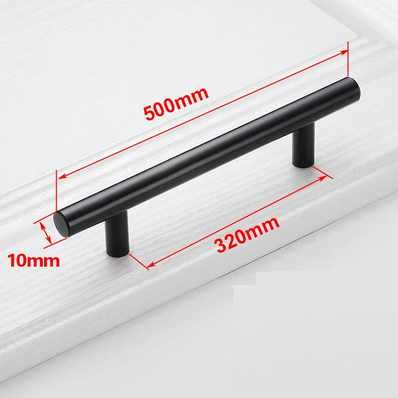 Kitchen Cabinet Pulls Furniture Drawer Handles Stainless Steel T Bar Straight Wardrobe Door Knobs Black Silver Cupboard Handle Qme Black 320mm