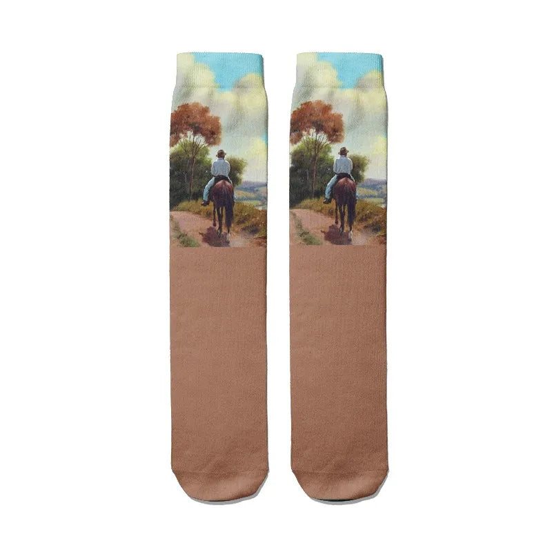 Novelty Hip Hop Harajuku Socks Cartoon Lighthouse Personalized Kawaii Qme style7 One Size China Mainland