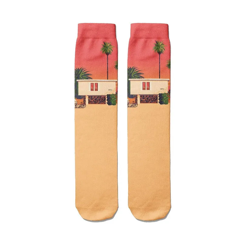 Novelty Hip Hop Harajuku Socks Cartoon Lighthouse Personalized Kawaii Qme style9 One Size China Mainland