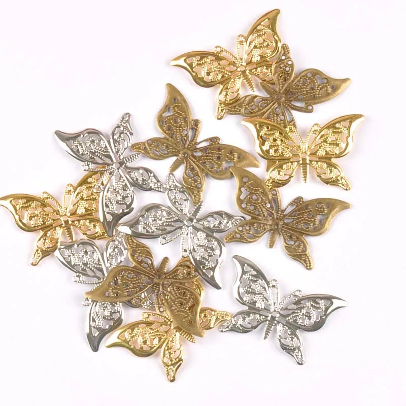 Metal Crafts Mixed Butterfly Connectors Filigree Flower Wraps For DIY Scrapbook Home Decor Embellishments 10Pcs 43x26mm yk0772 Qme