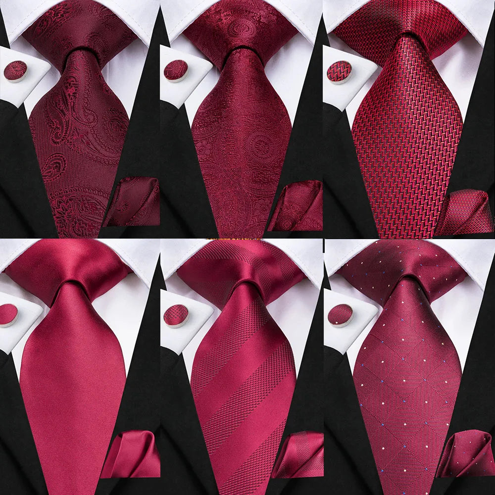 Mens Tie Red Wine Burgundy Paisley Wedding Floral Maroon Necktie Men Qme