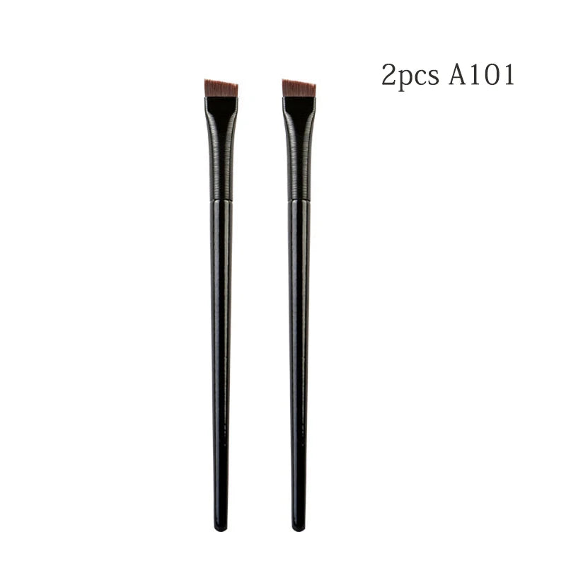 New 2pcs/set Brow Contour Brush Eyebrow Eyeliner Brush Portable Small Angled Eyebrow Liner Brush Women Makeup Cosmetic Tools Qme 2pcs A101