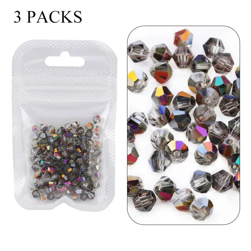 4mm Shiny AB color Crystal Bicone Beads Glass Jewelry Beads Loose Spacer Beads earring bracelet making Jewelry Accessories DIY Qme 5