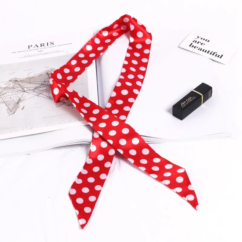 Print Flower Small Scarf Women Handle Bag Ribbons Fashion Head Long
