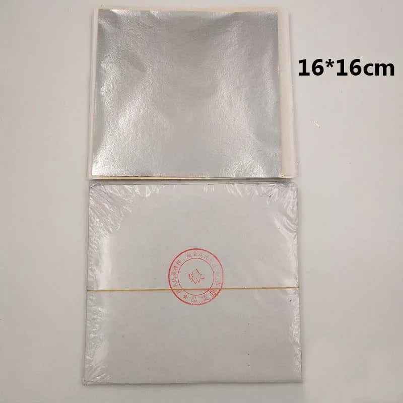 100Pcs Gold Silver Copper Imitation Gold Foil Paper Gilding DIY Craft Art Home Decoration Nail Handmade Supplies 14/16cm c2870 Qme silver 16x16cm
