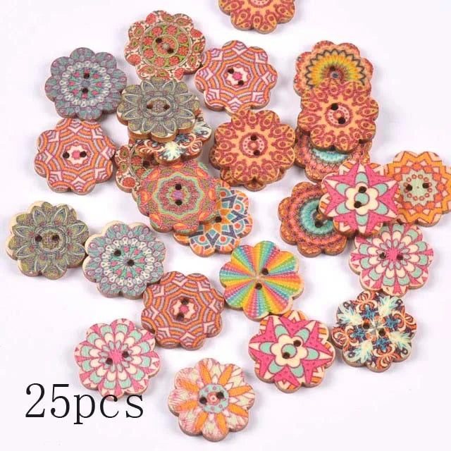 36 styles Cartoon Painting Wooden Buttons for Crafts Scrapbooking Sewing Clothes Button DIY Kid Apparel Supplies 15-35mm Qme m1893-10 25pcs